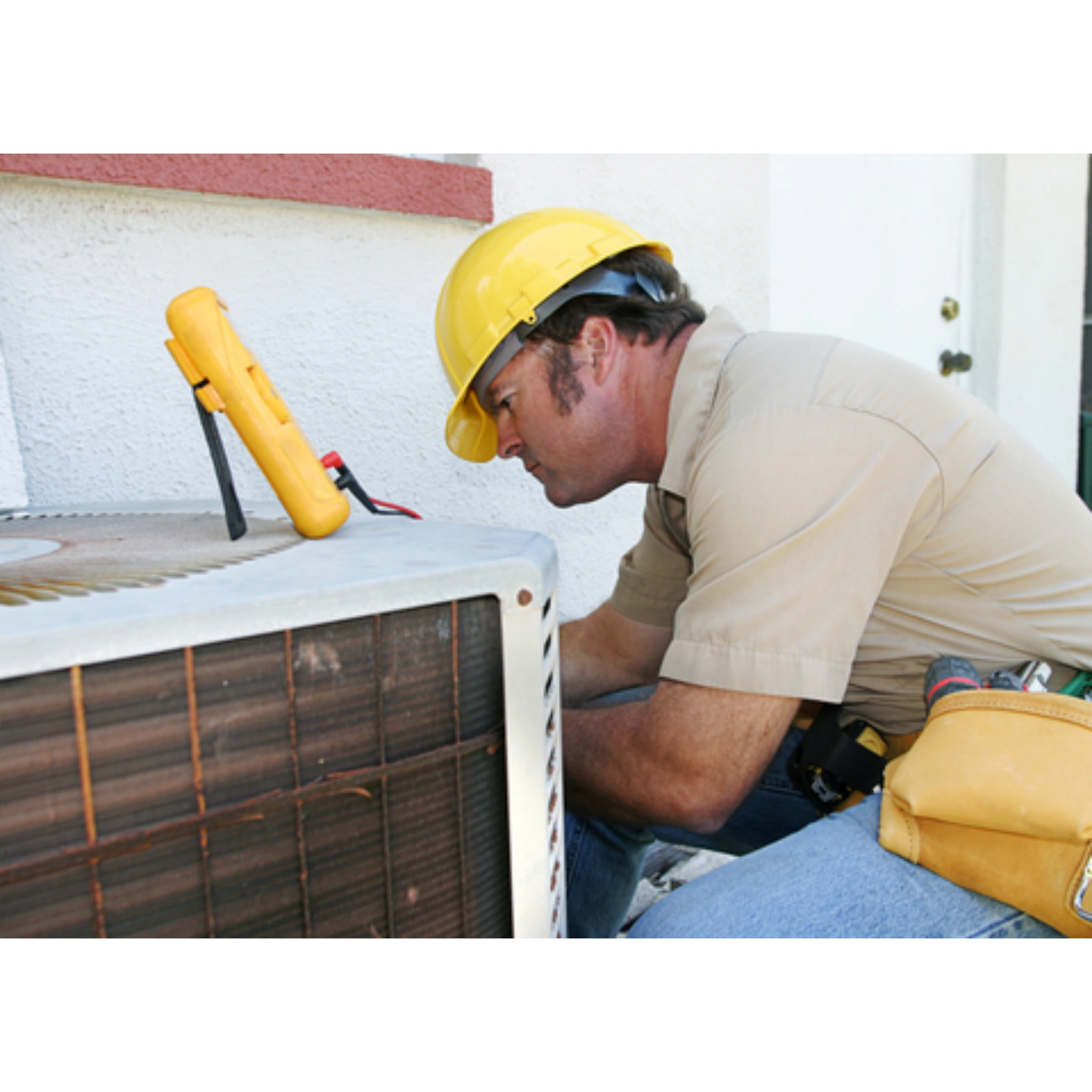 HVAC technician performing on-site evaluation